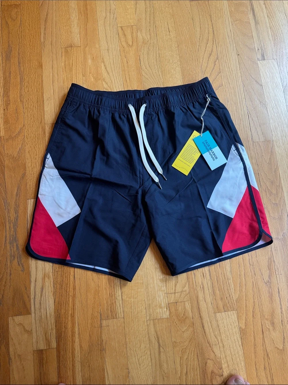 Fair Harbor Anchor Swim Trunk Large NWT Blue/Red/White